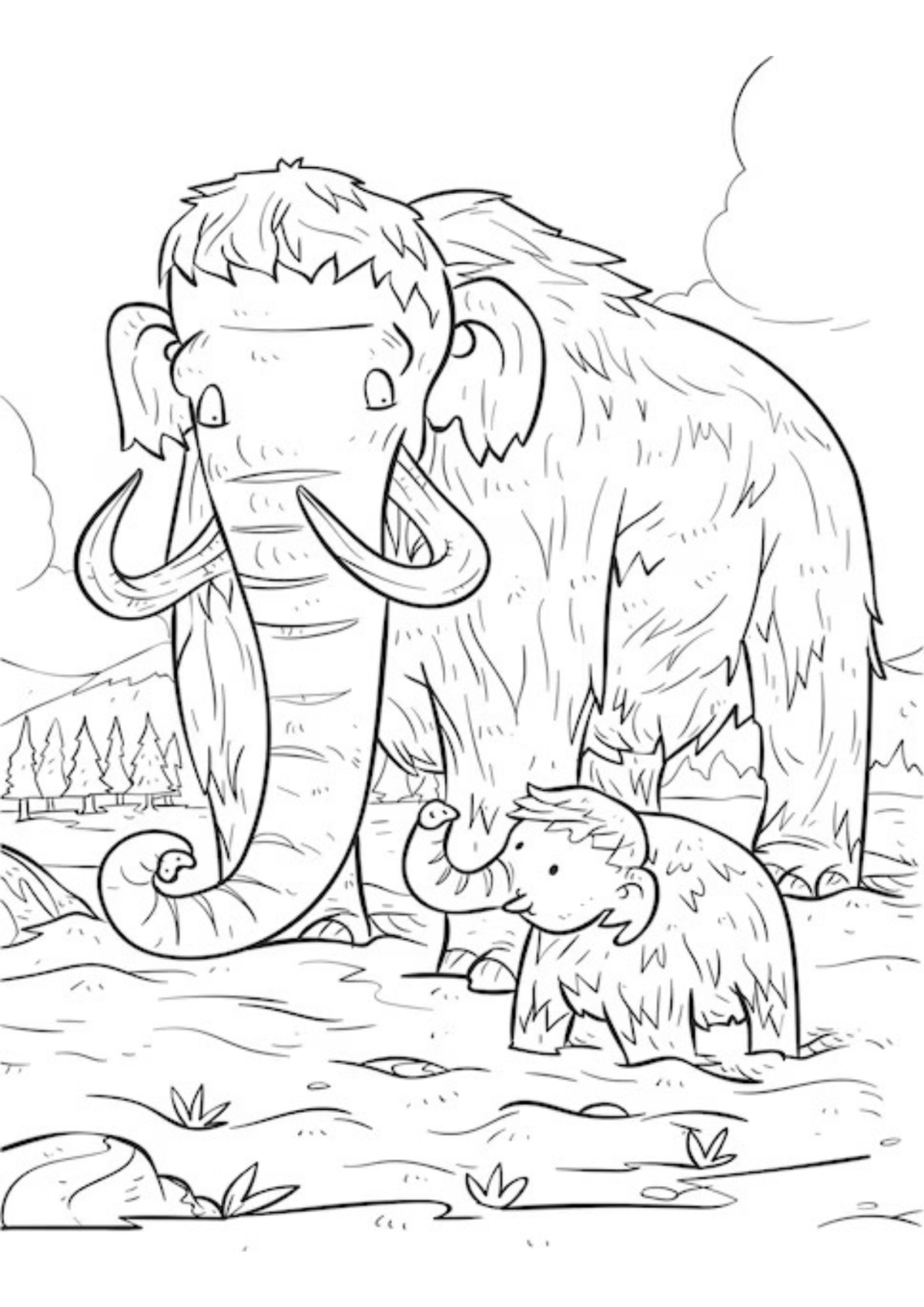 Desenho para Colorir Mamute