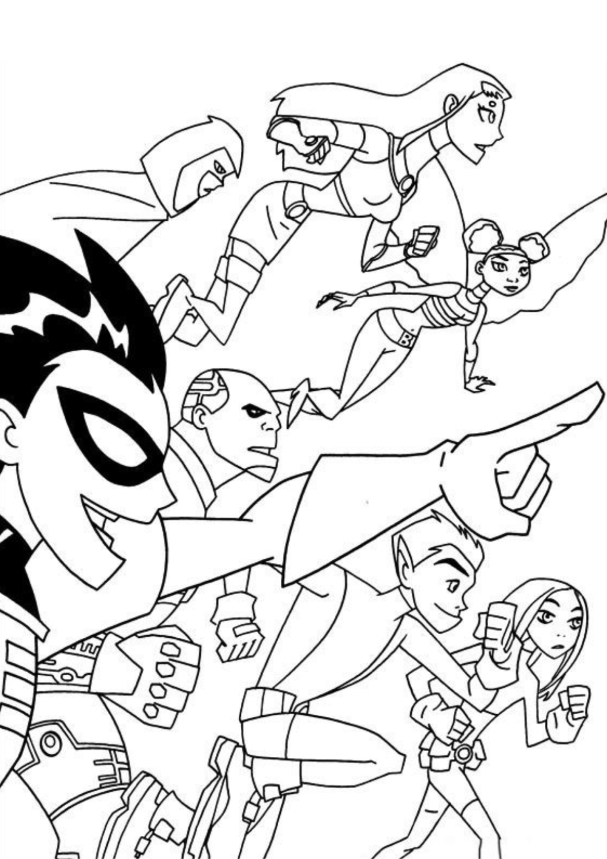 Desenho para Colorir Os Jovens Titãs