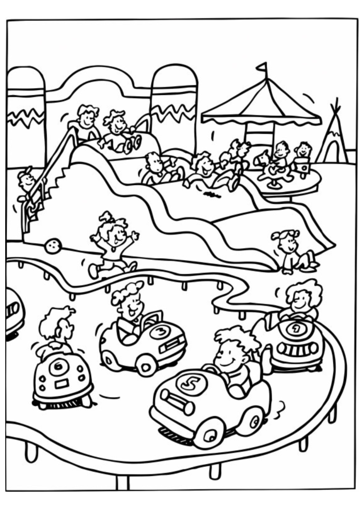 Desenho para Colorir Parque de Diversões