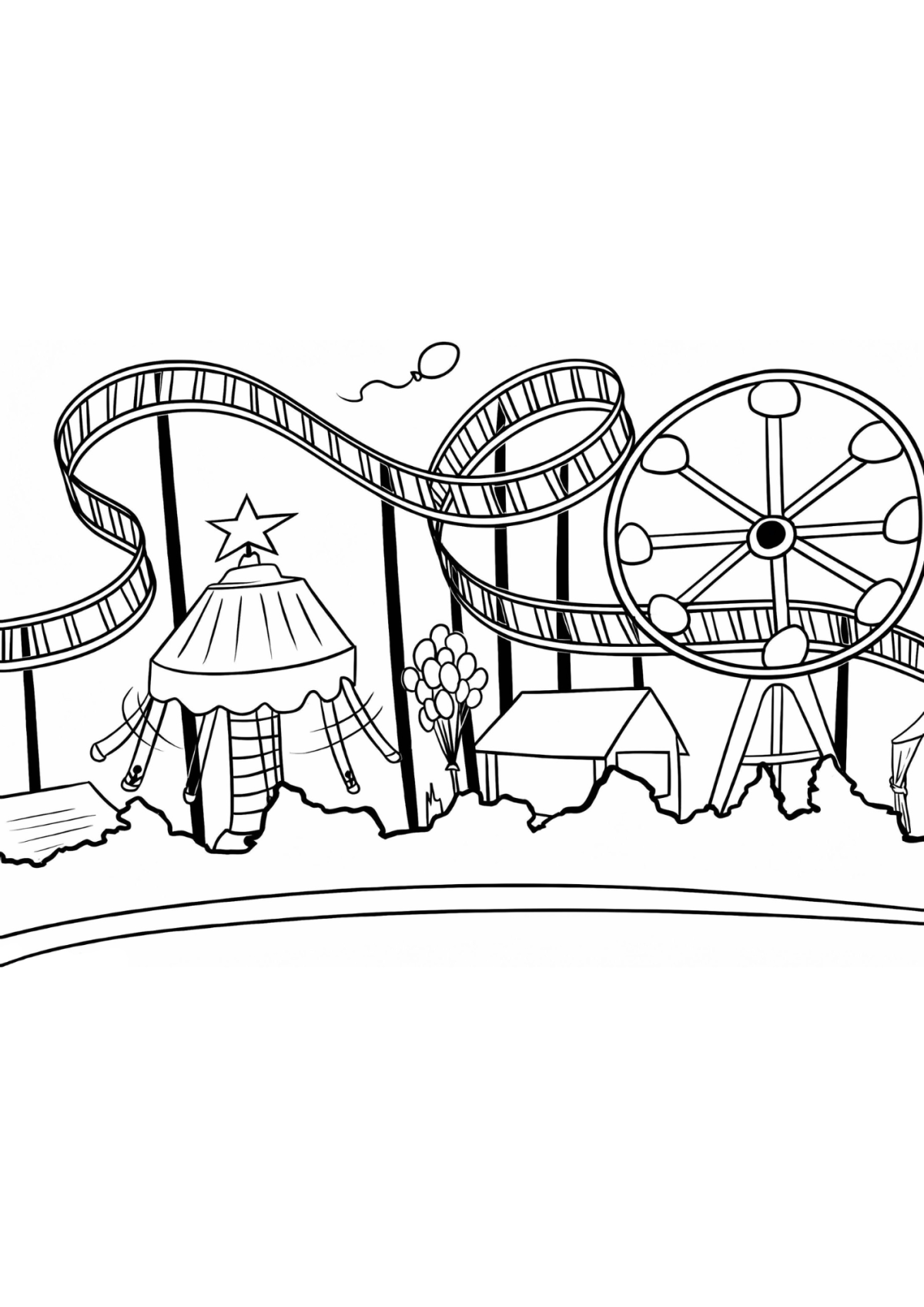 Desenho para Colorir Parque de Diversões