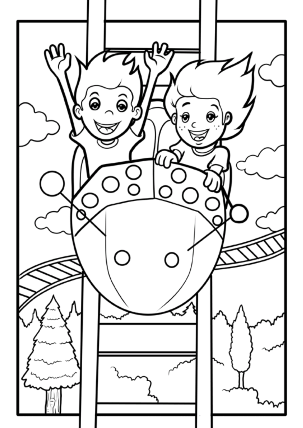 Desenho para Colorir Parque de Diversões