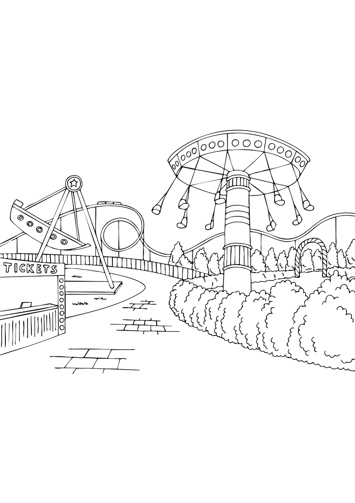 Desenho para Colorir Parque de Diversões