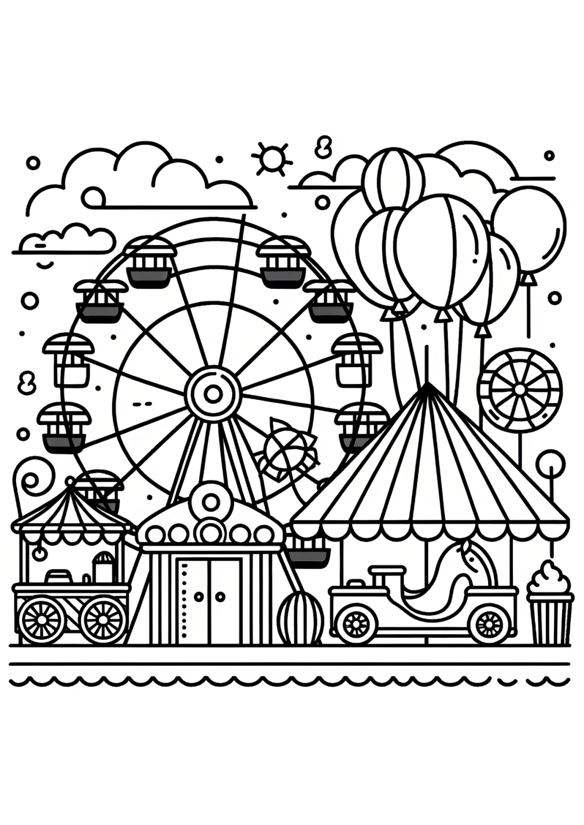 Desenho para Colorir Parque de Diversões