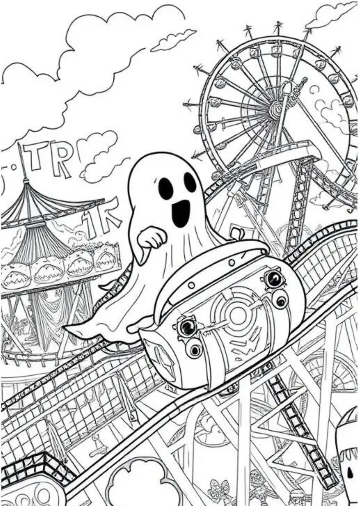 Desenho para Colorir Parque de Diversões