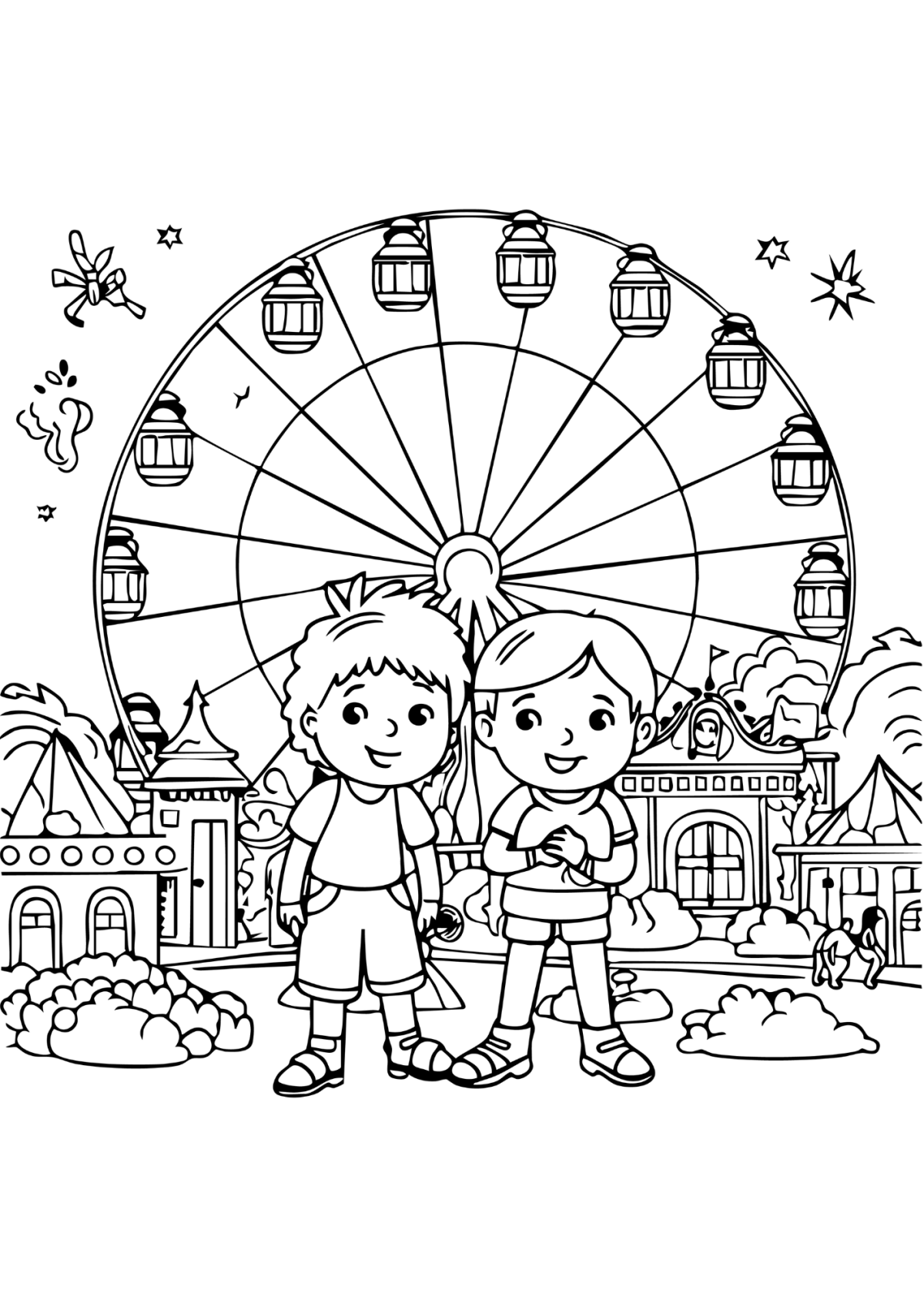 Desenho para Colorir Parque de Diversões