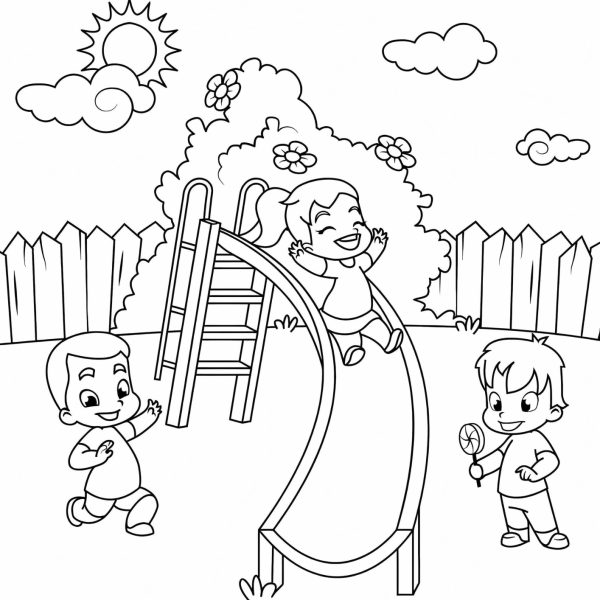 Desenho para Colorir Parquinho