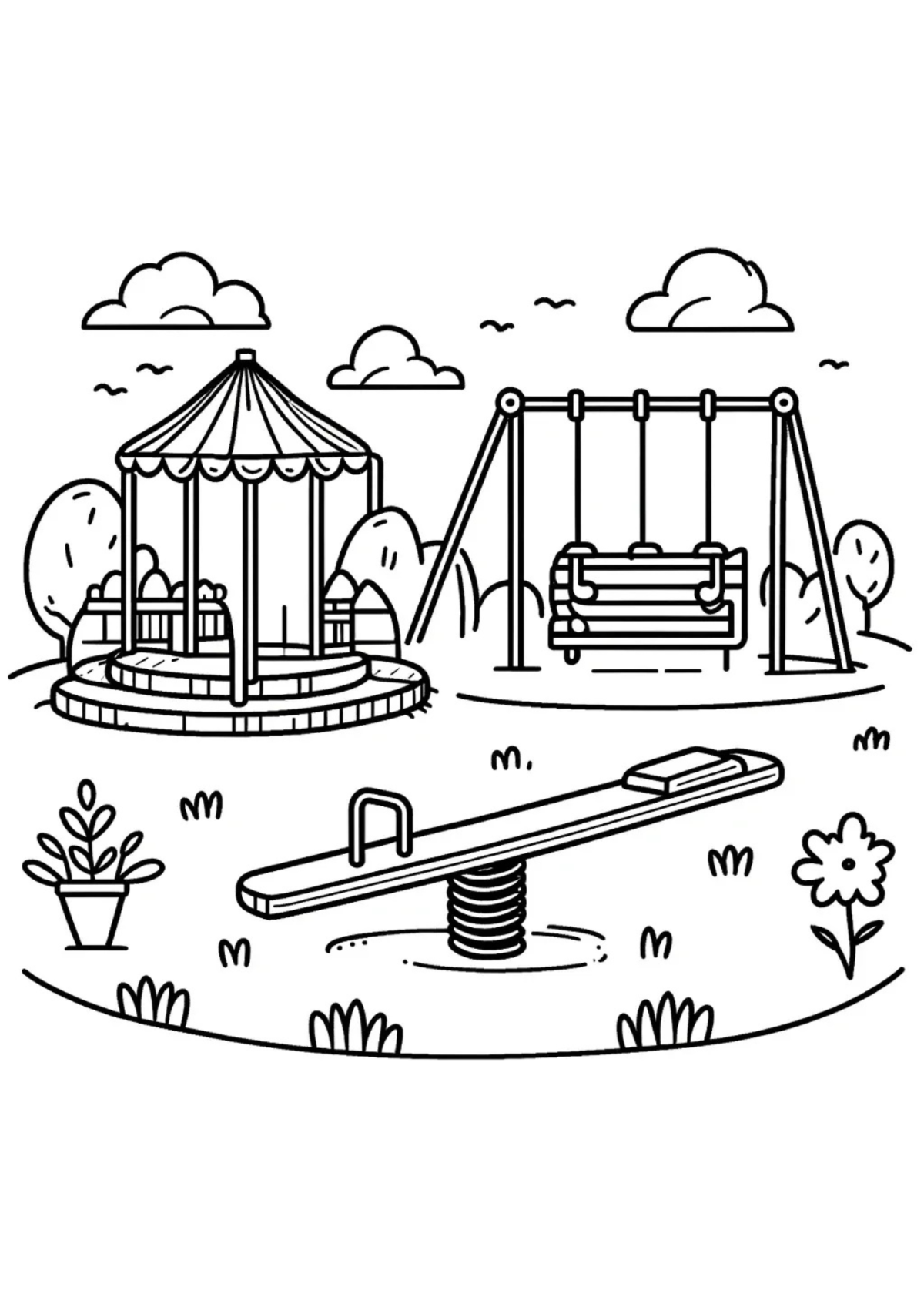 Desenho para Colorir Parquinho