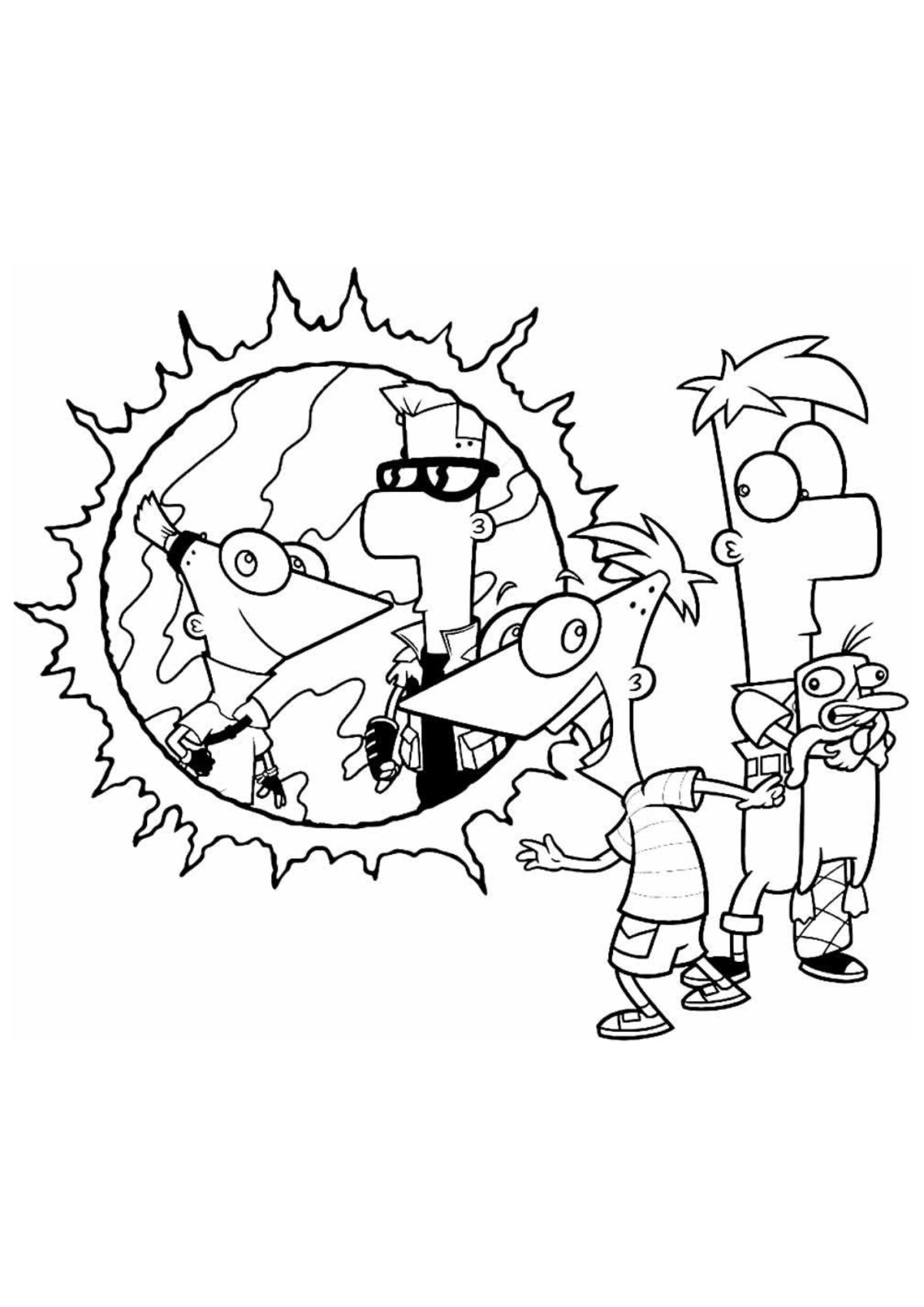 Desenho para Colorir Phineas e Fer