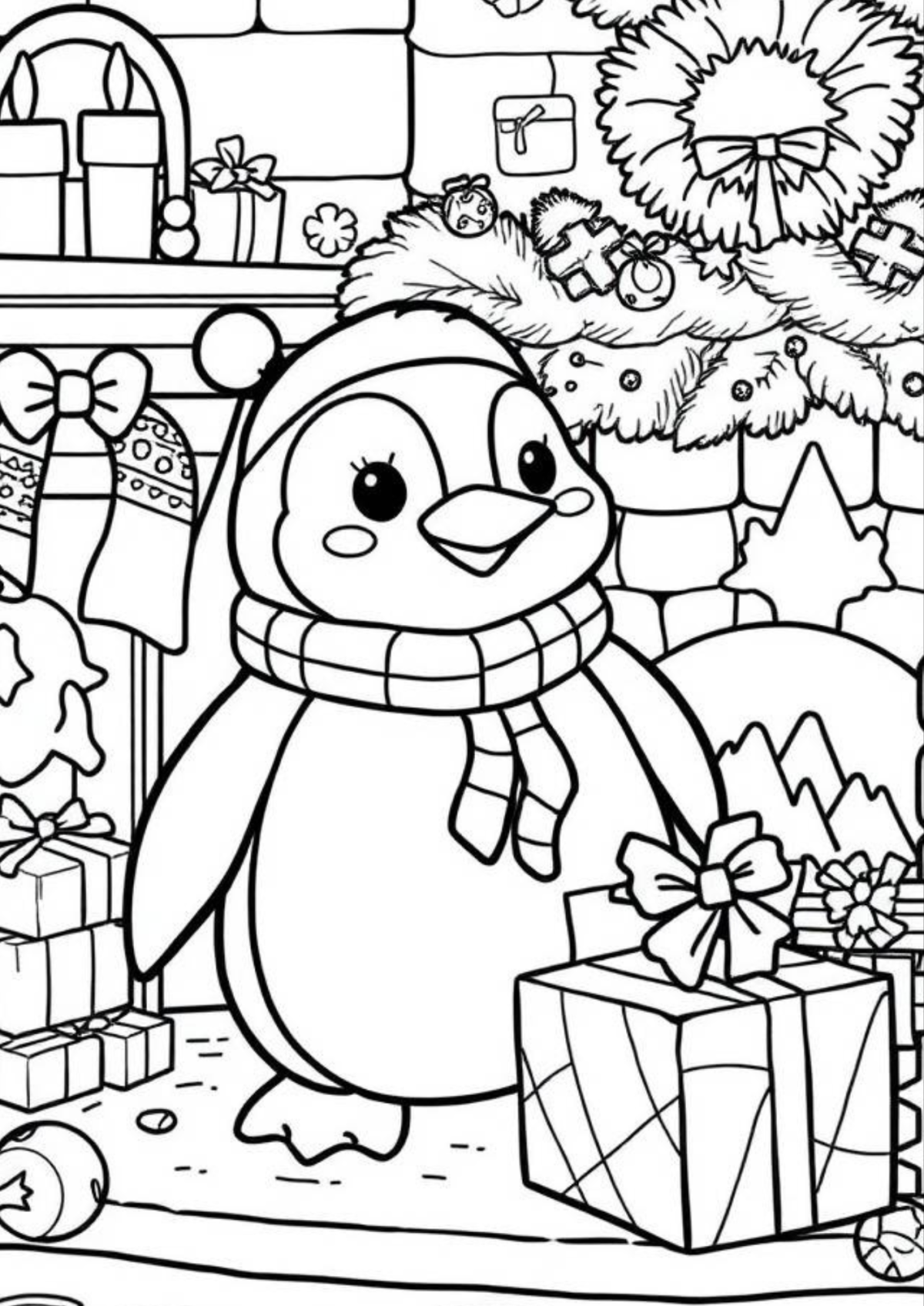 Desenho para Colorir Pinguim