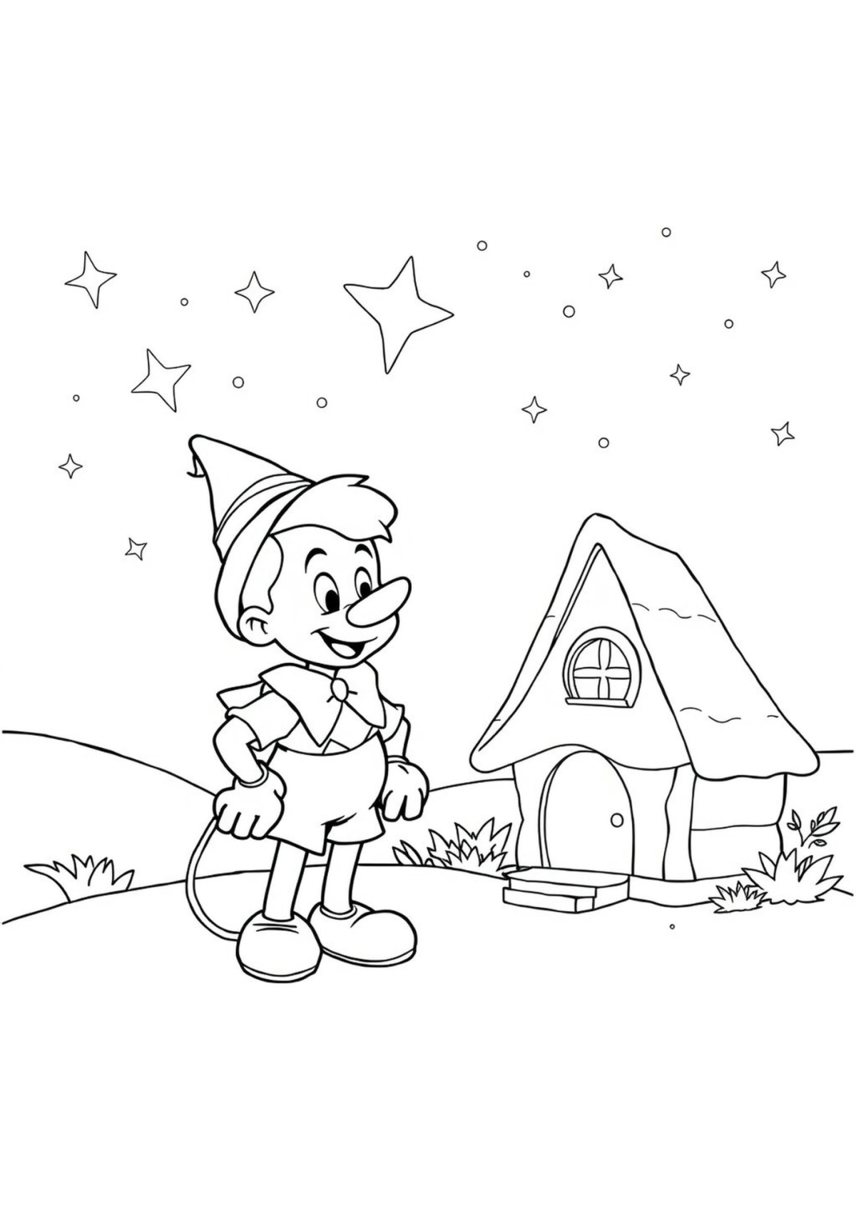 Desenho para Colorir Pinóquio