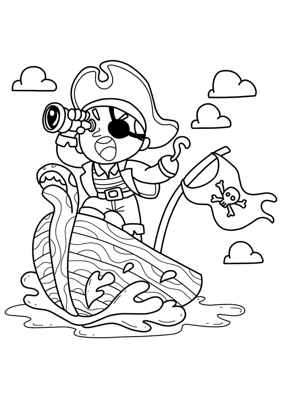 Desenho para Colorir Pirata