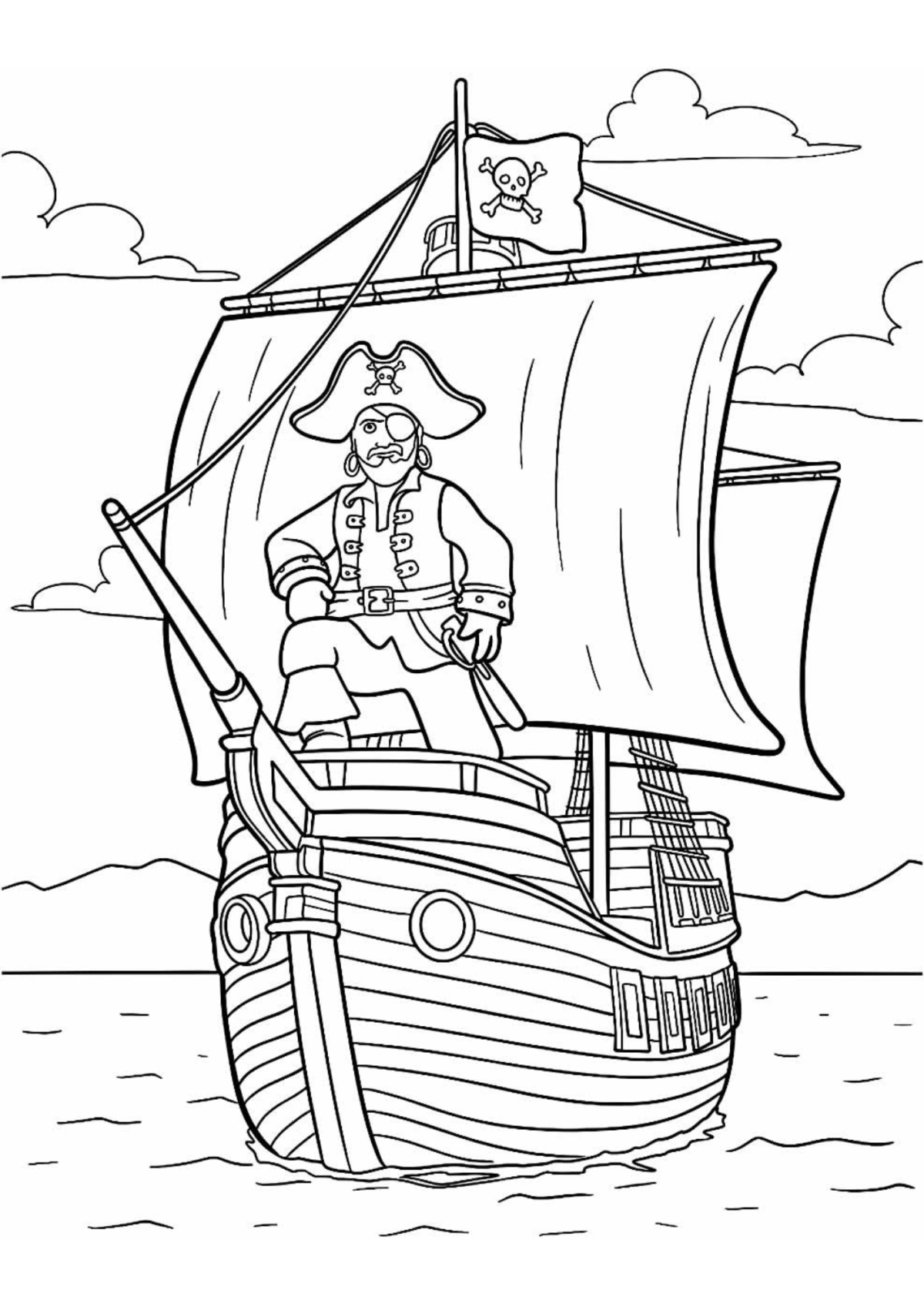 Desenho para Colorir Pirata