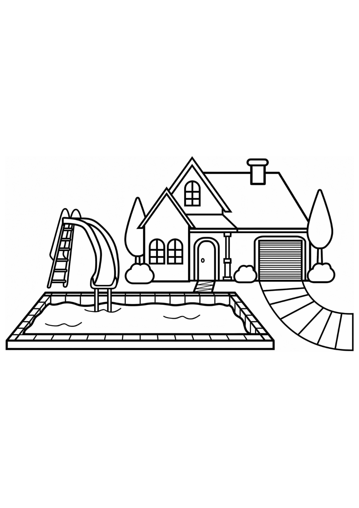 Desenho para Colorir Piscina