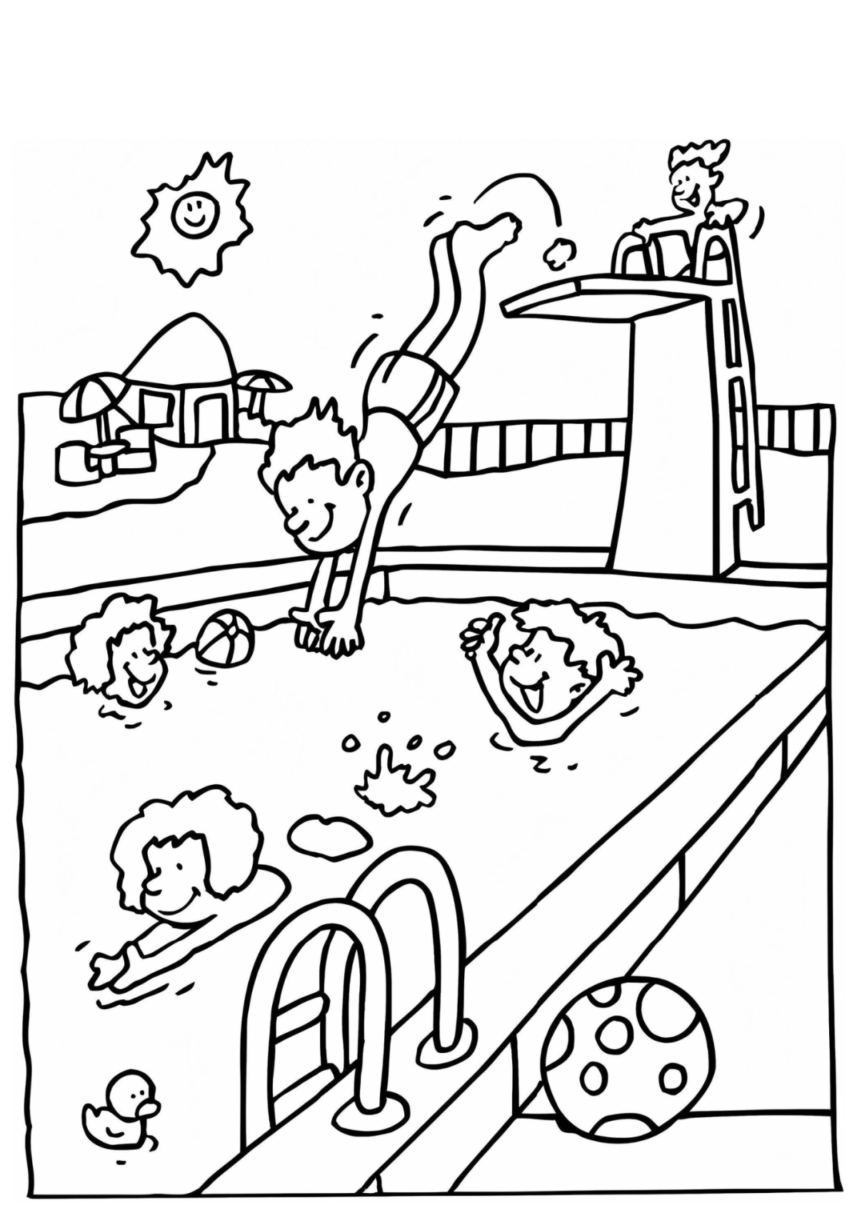 Desenho para Colorir Piscina