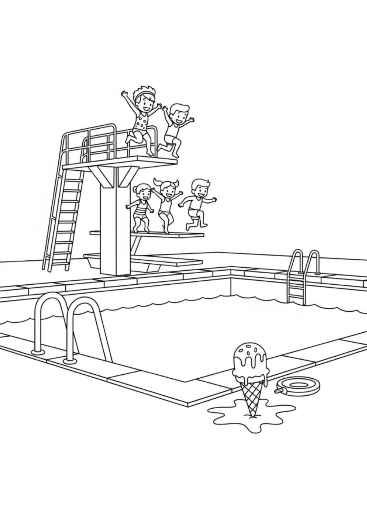 Desenho para Colorir Piscina