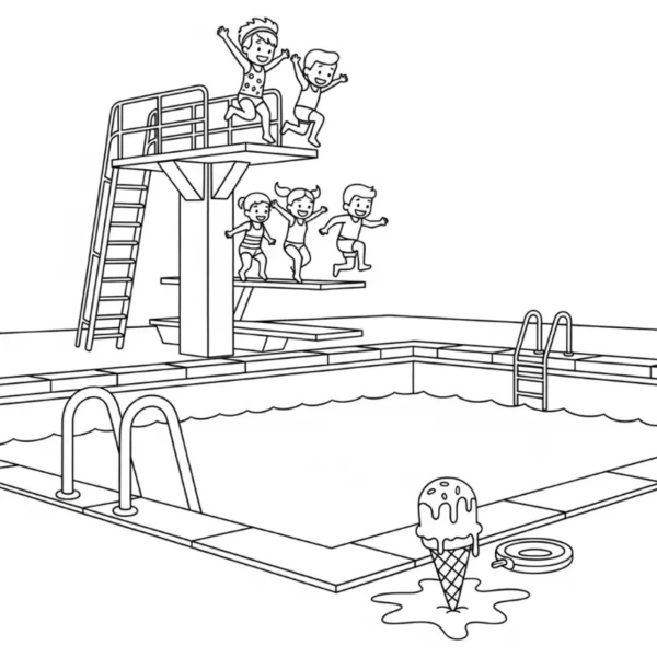 Desenho para Colorir Piscina