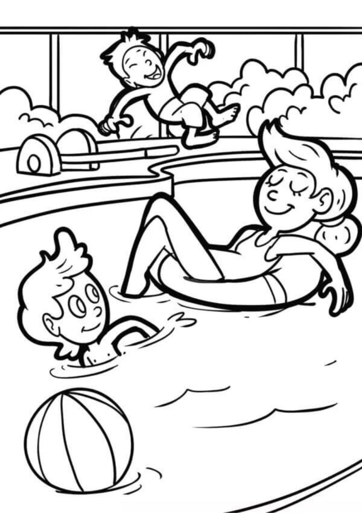 Desenho para Colorir Piscina