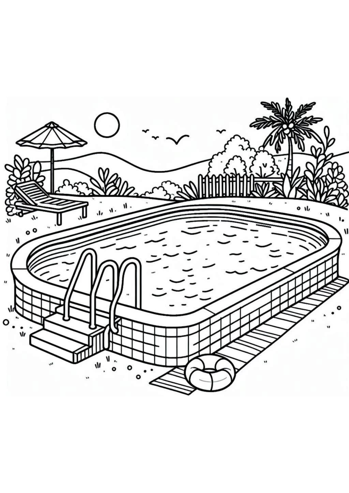 Desenho para Colorir Piscina