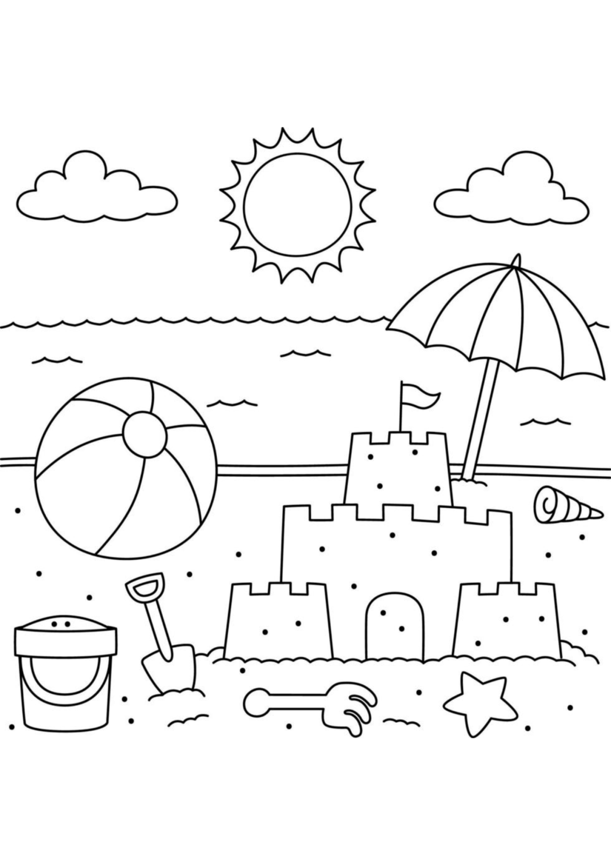 Desenho para Colorir Praia