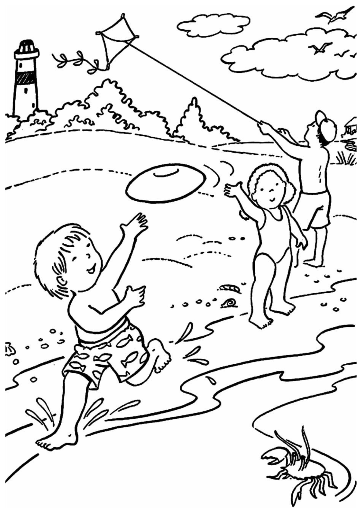 Desenho para Colorir Praia