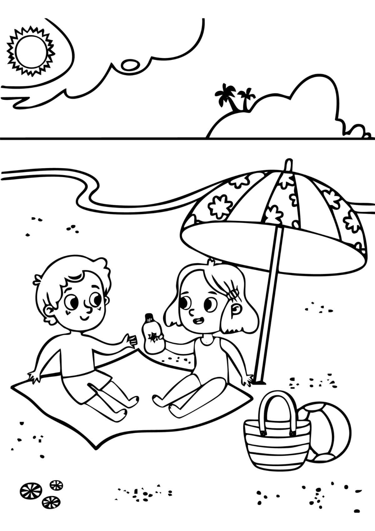 Desenho para Colorir Praia