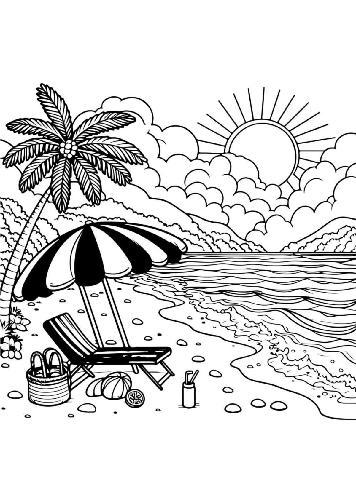 Desenho para Colorir Praia