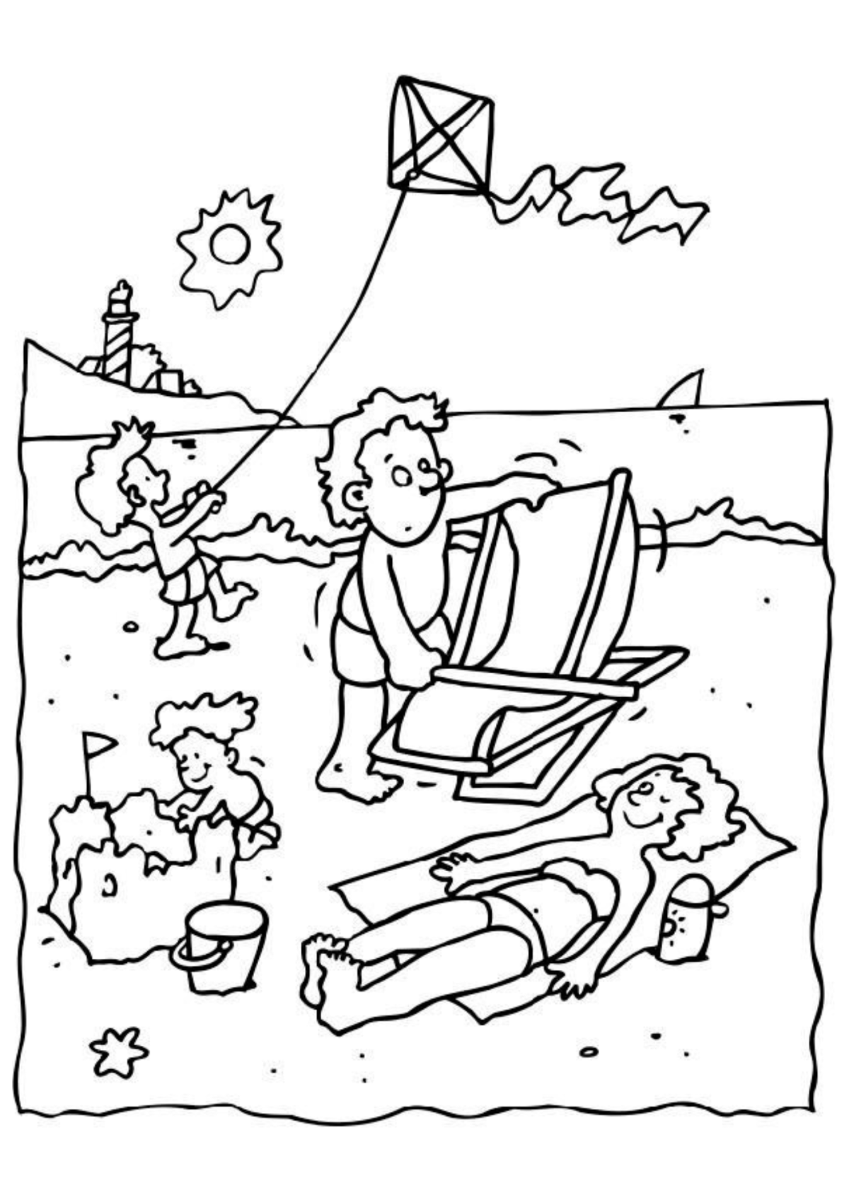 Desenho para Colorir Praia
