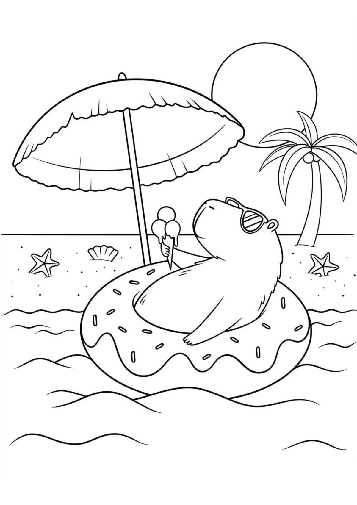 Desenho para Colorir Praia