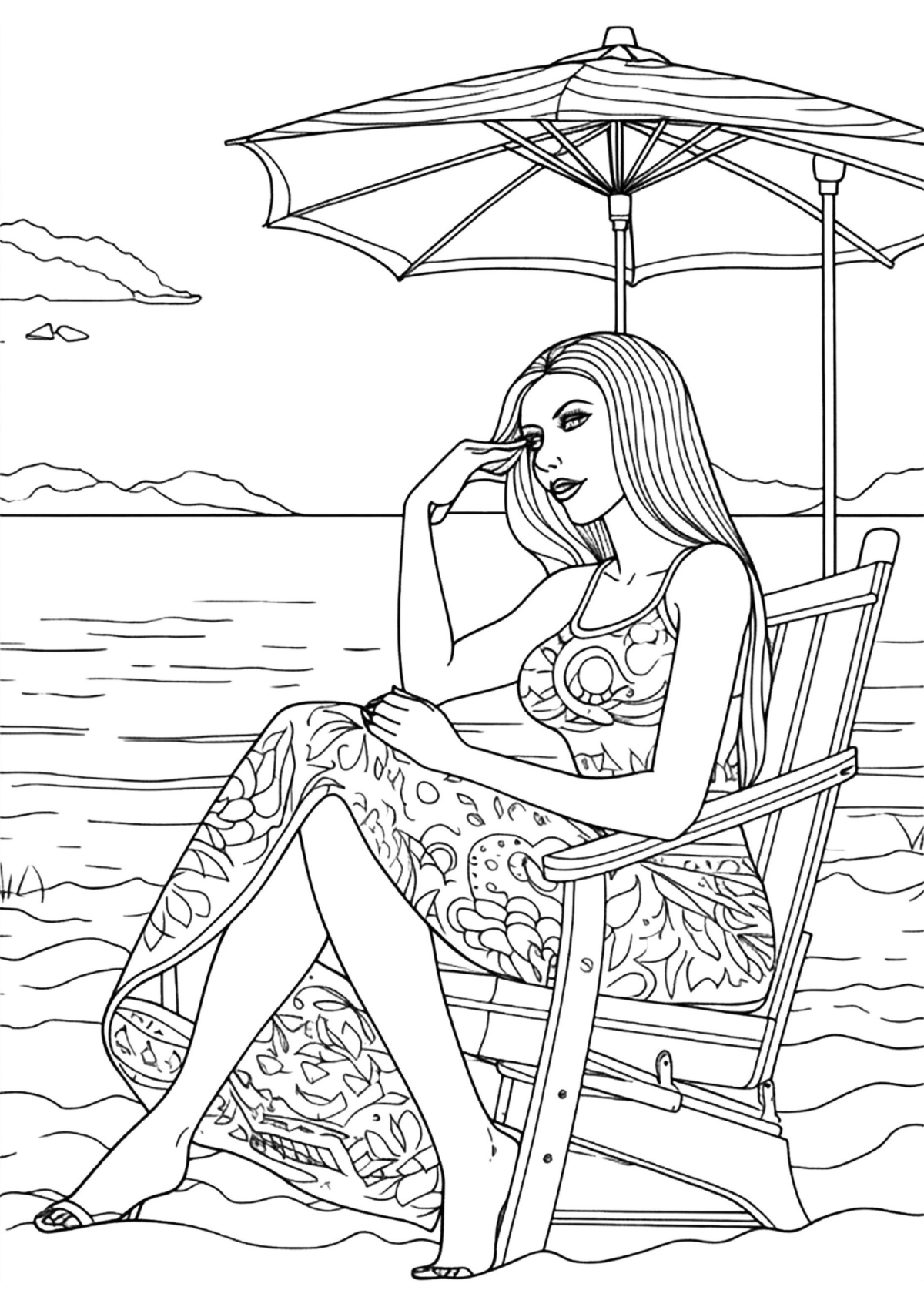 Desenho para Colorir Praia