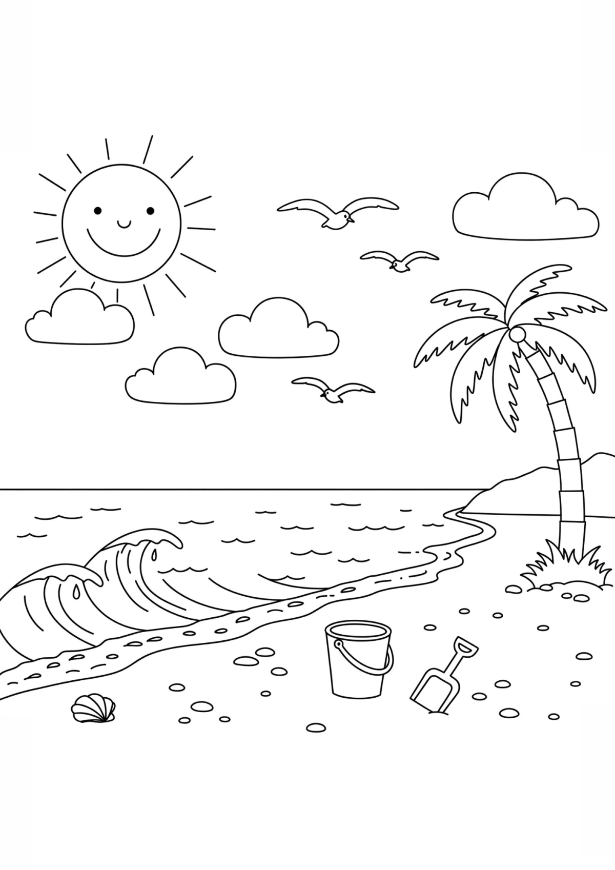 Desenho para Colorir Praia