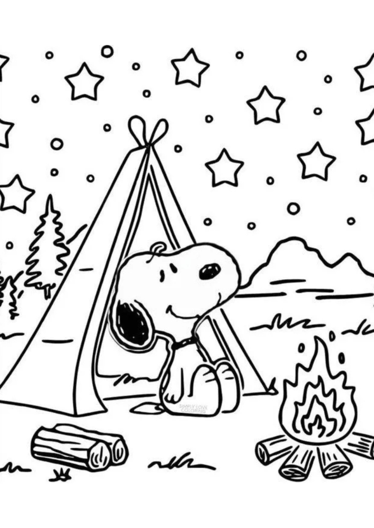 Desenho para Colorir Snoopy