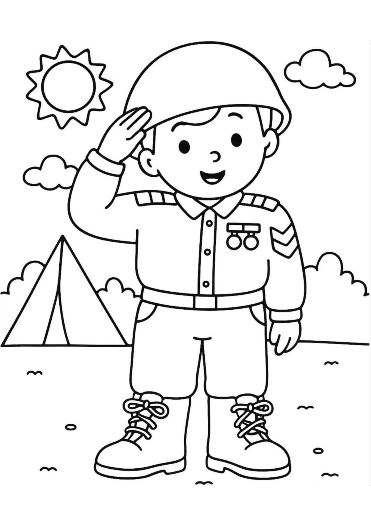 Desenho para Colorir Soldado