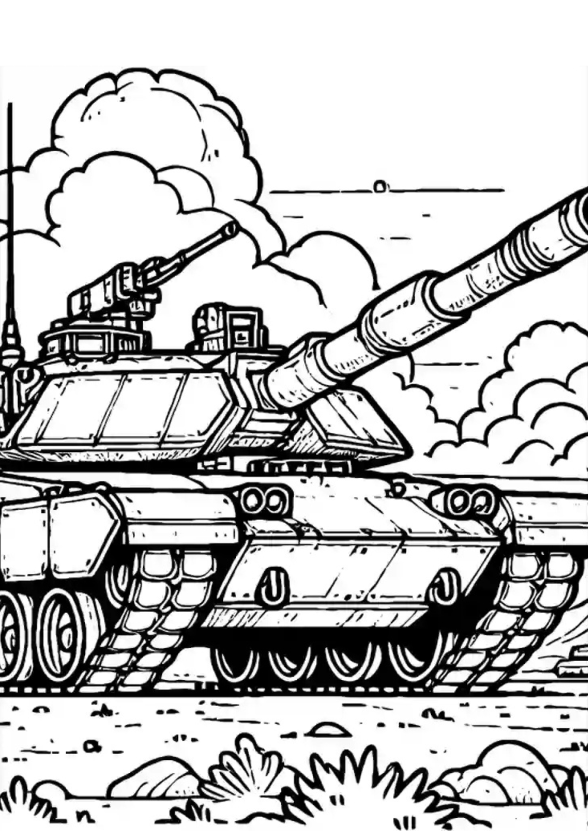 Desenho para Colorir Tanque de Guerra