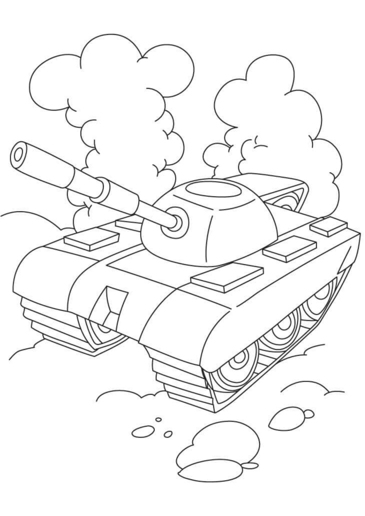 Desenho para Colorir Tanque de Guerra