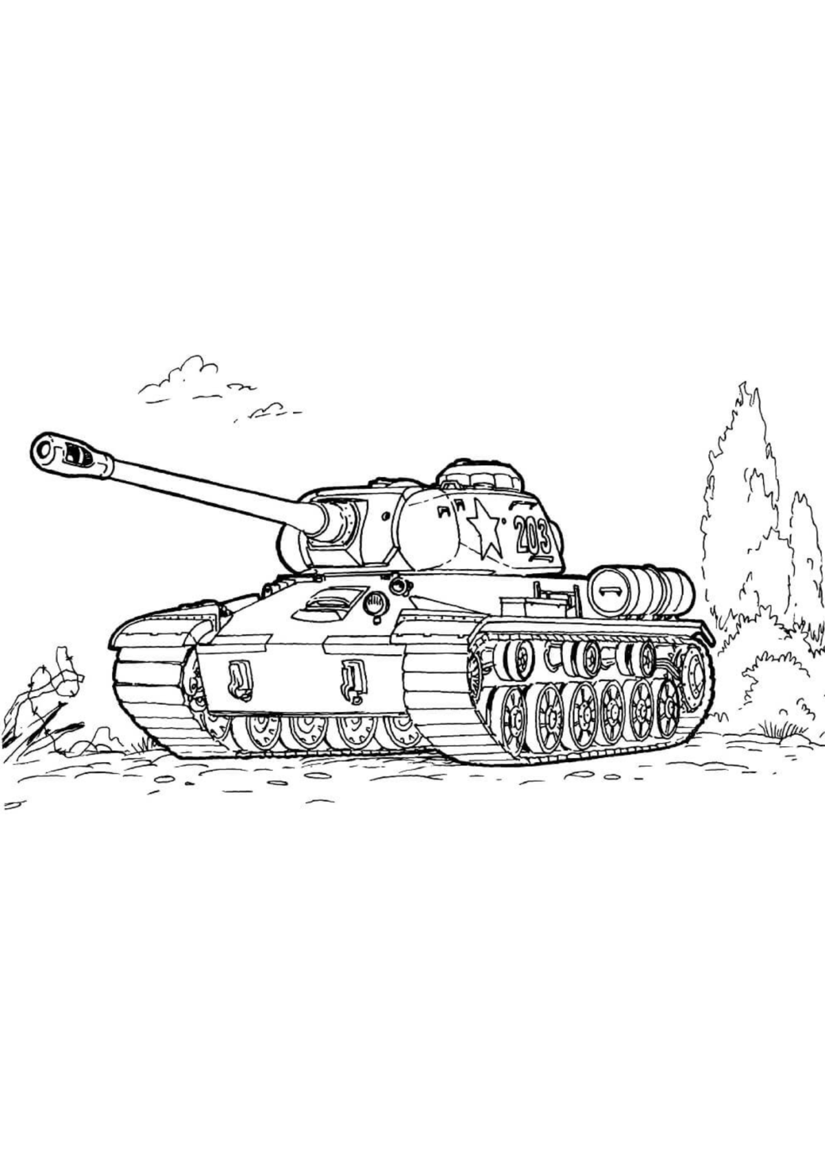 Desenho para Colorir Tanque de Guerra