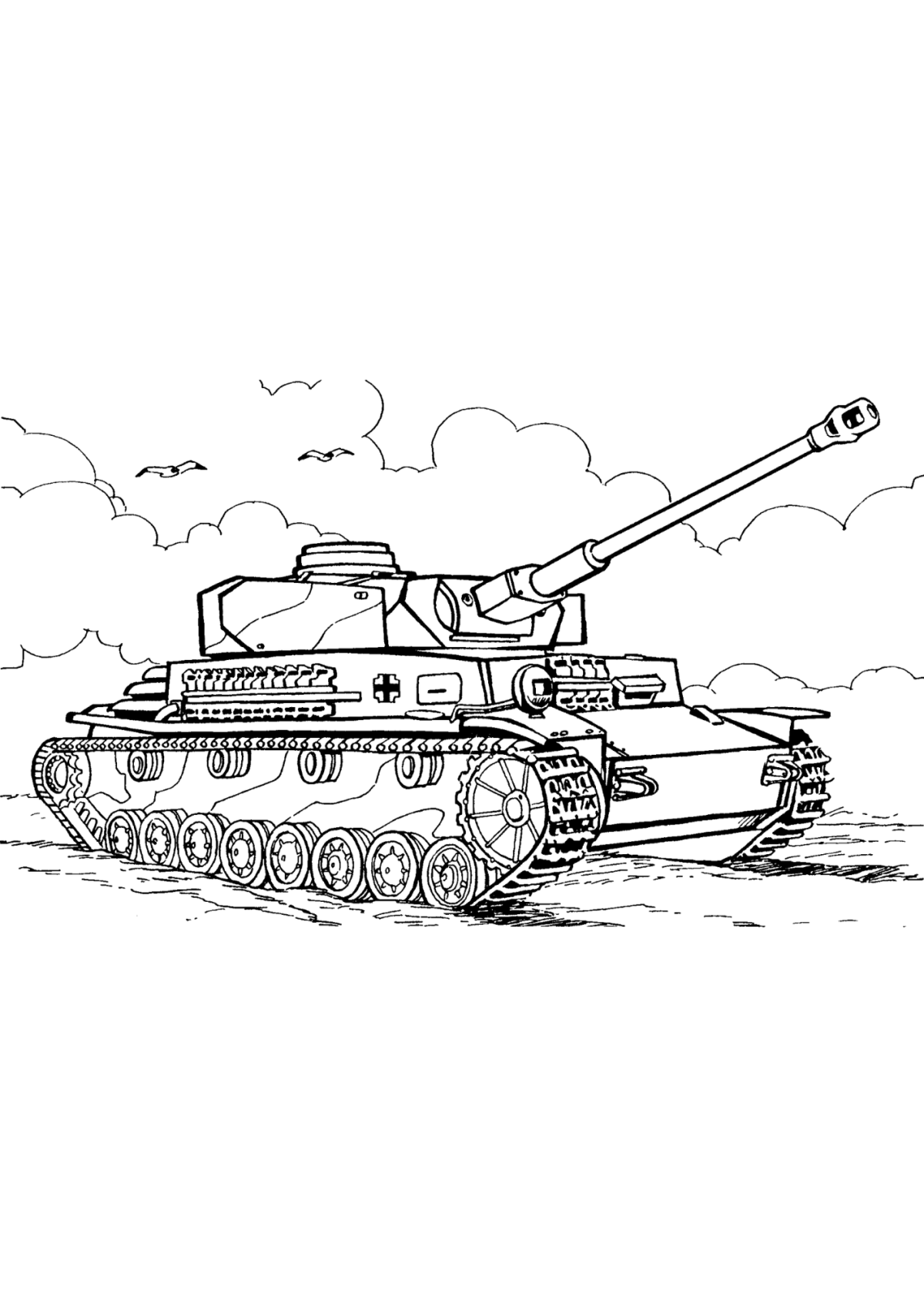 Desenho para Colorir Tanque de Guerra