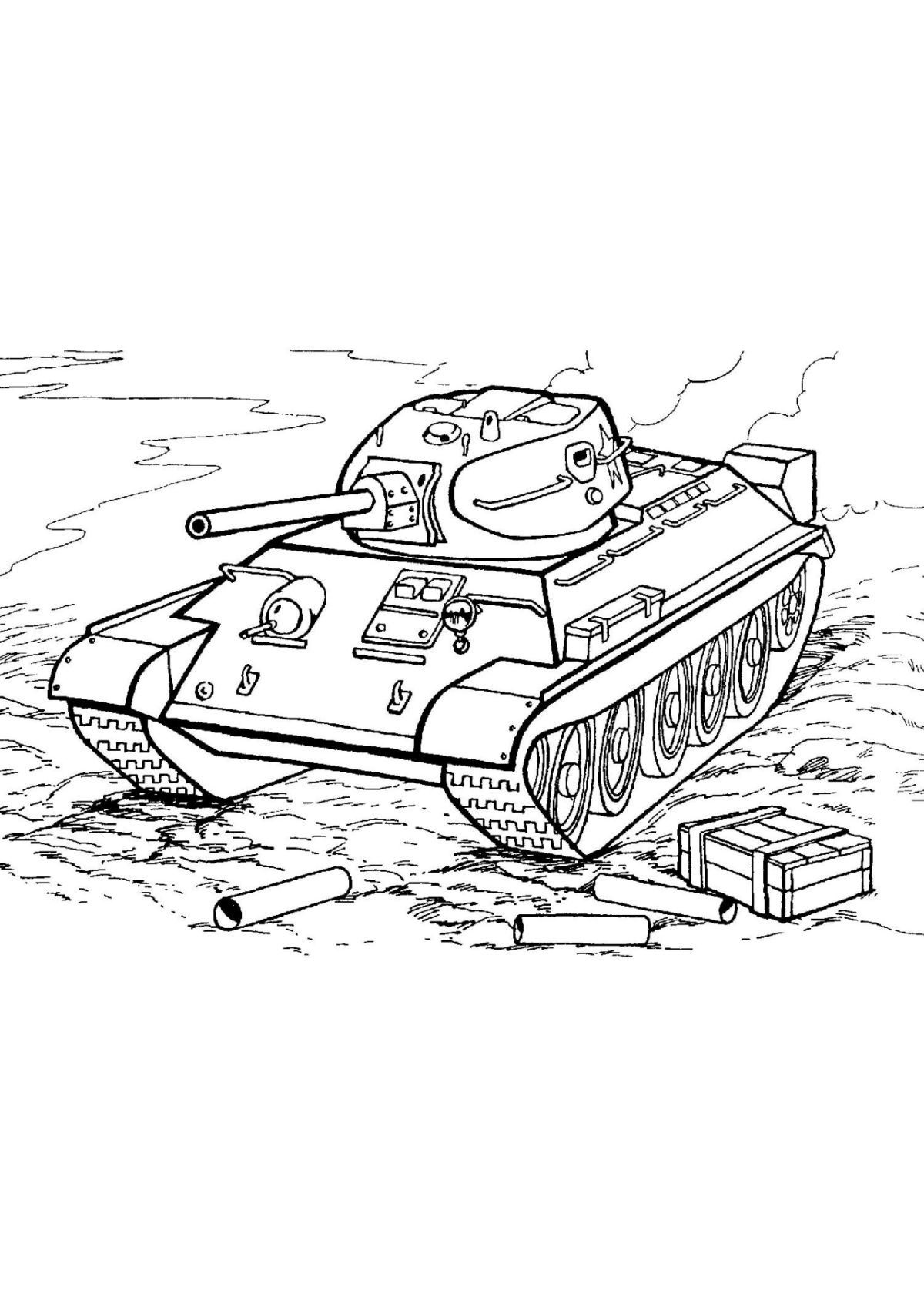 Desenho para Colorir Tanque de Guerra