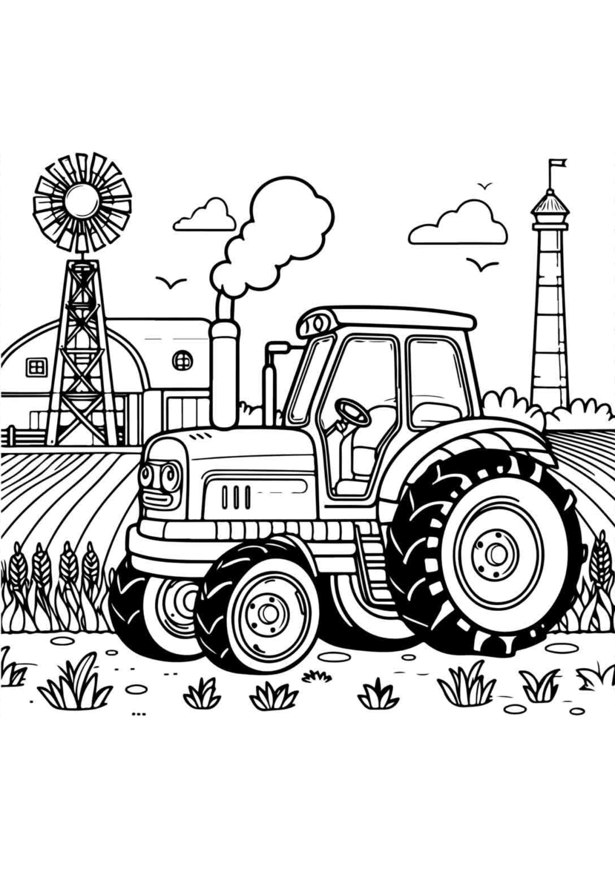 Desenho para Colorir Trator