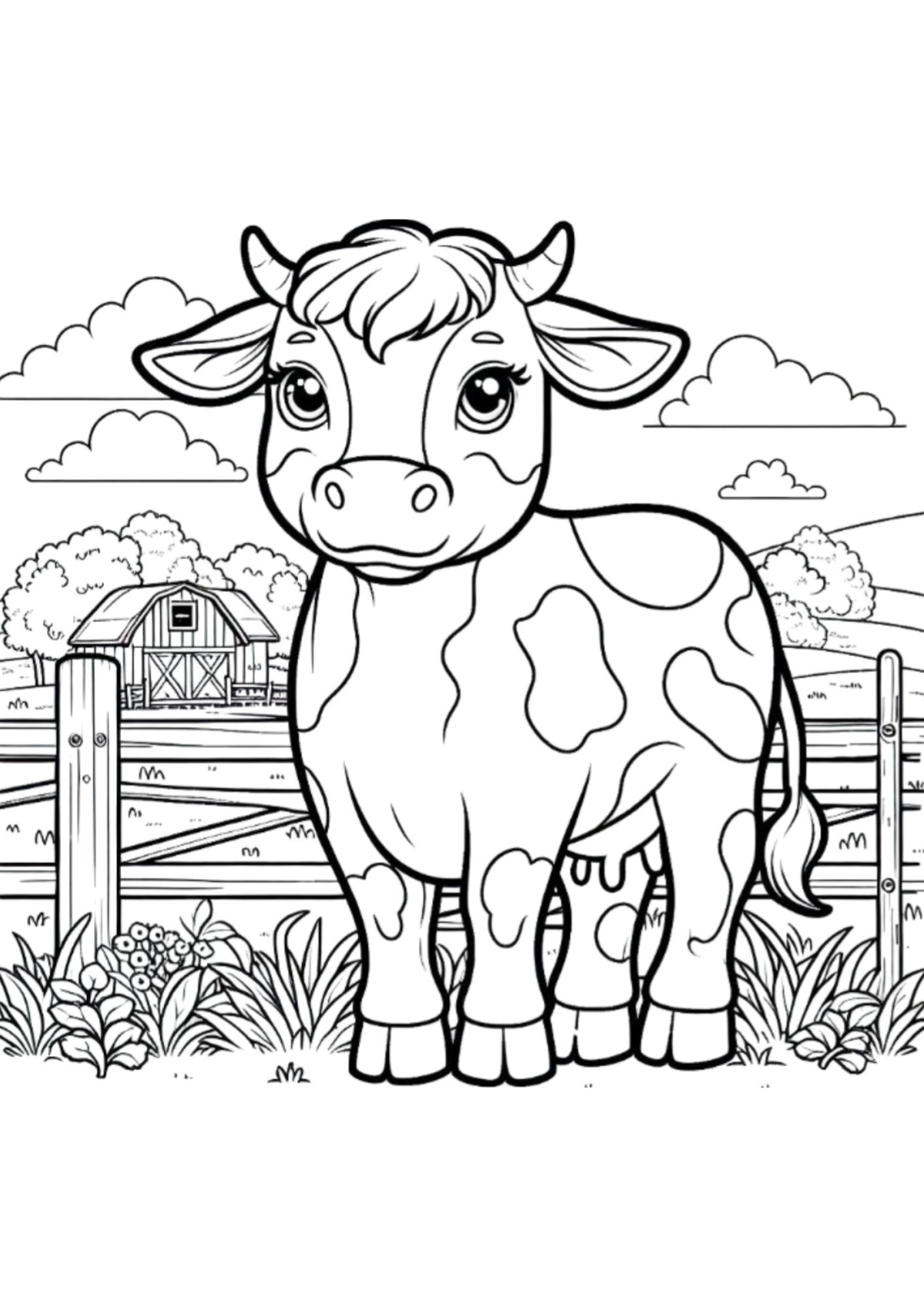 Desenho para Colorir Vaca