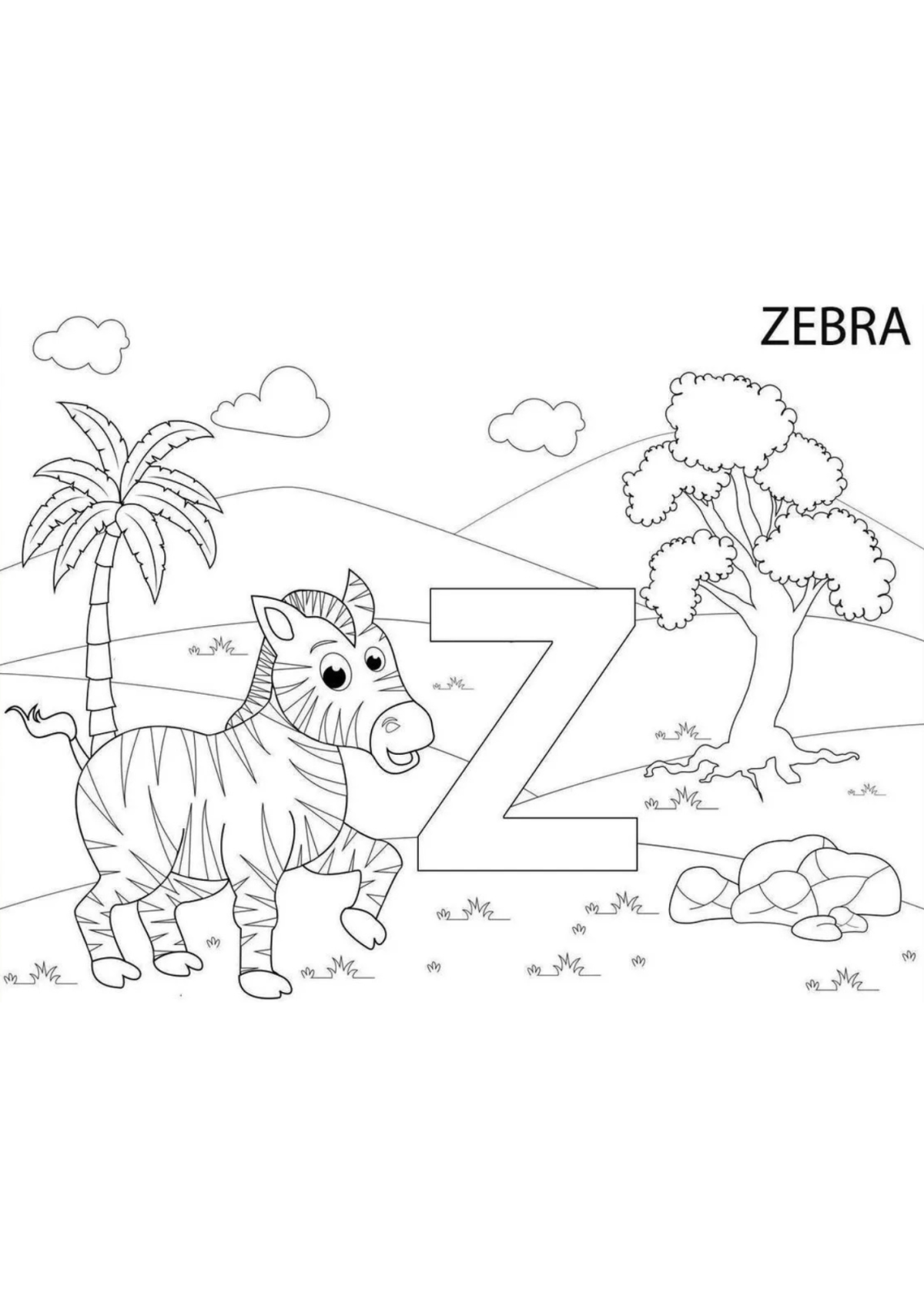 Desenho para Colorir Zebra