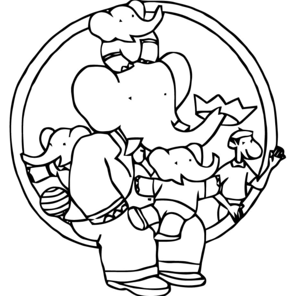 Desenho para colorir As Aventuras de Babar