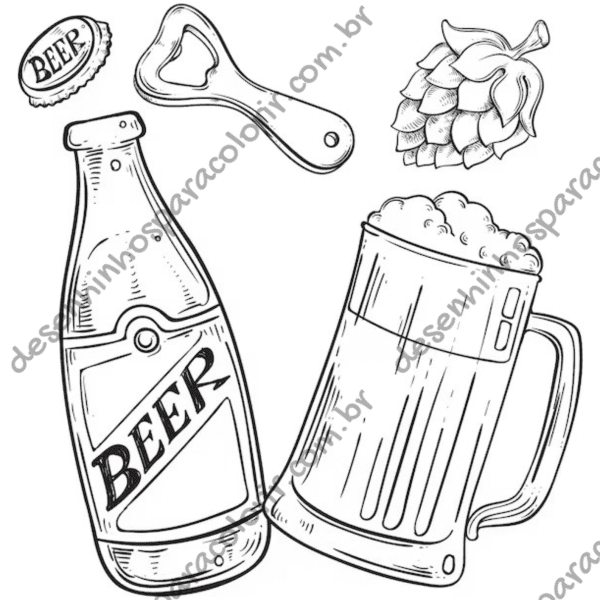 Desenho para Colorir Cerveja