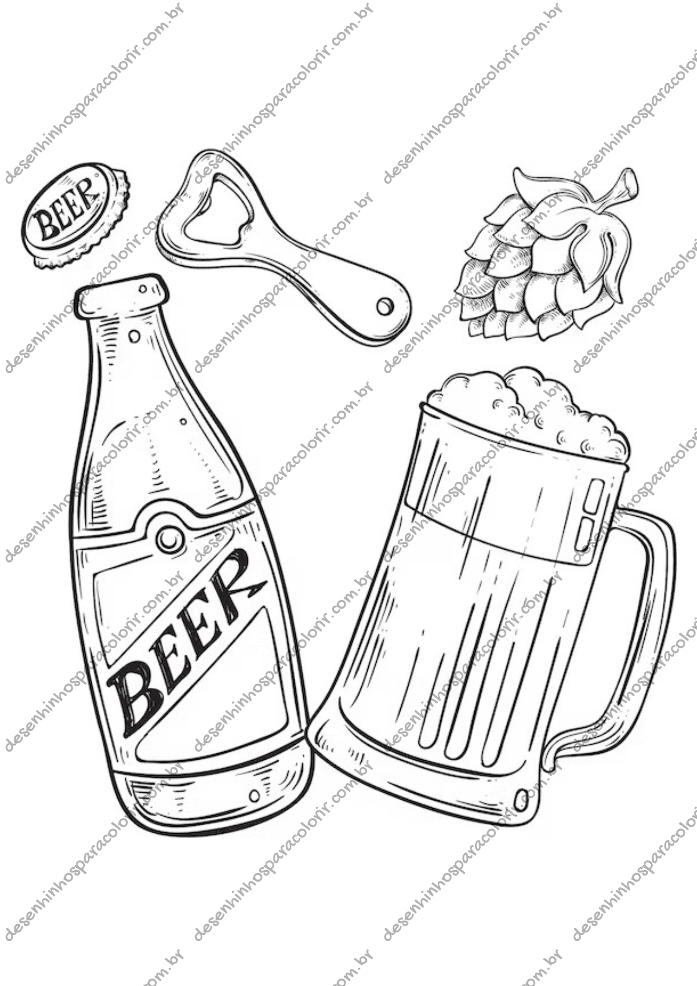 Desenho para Colorir Cerveja Desenho para Colorir Cerveja