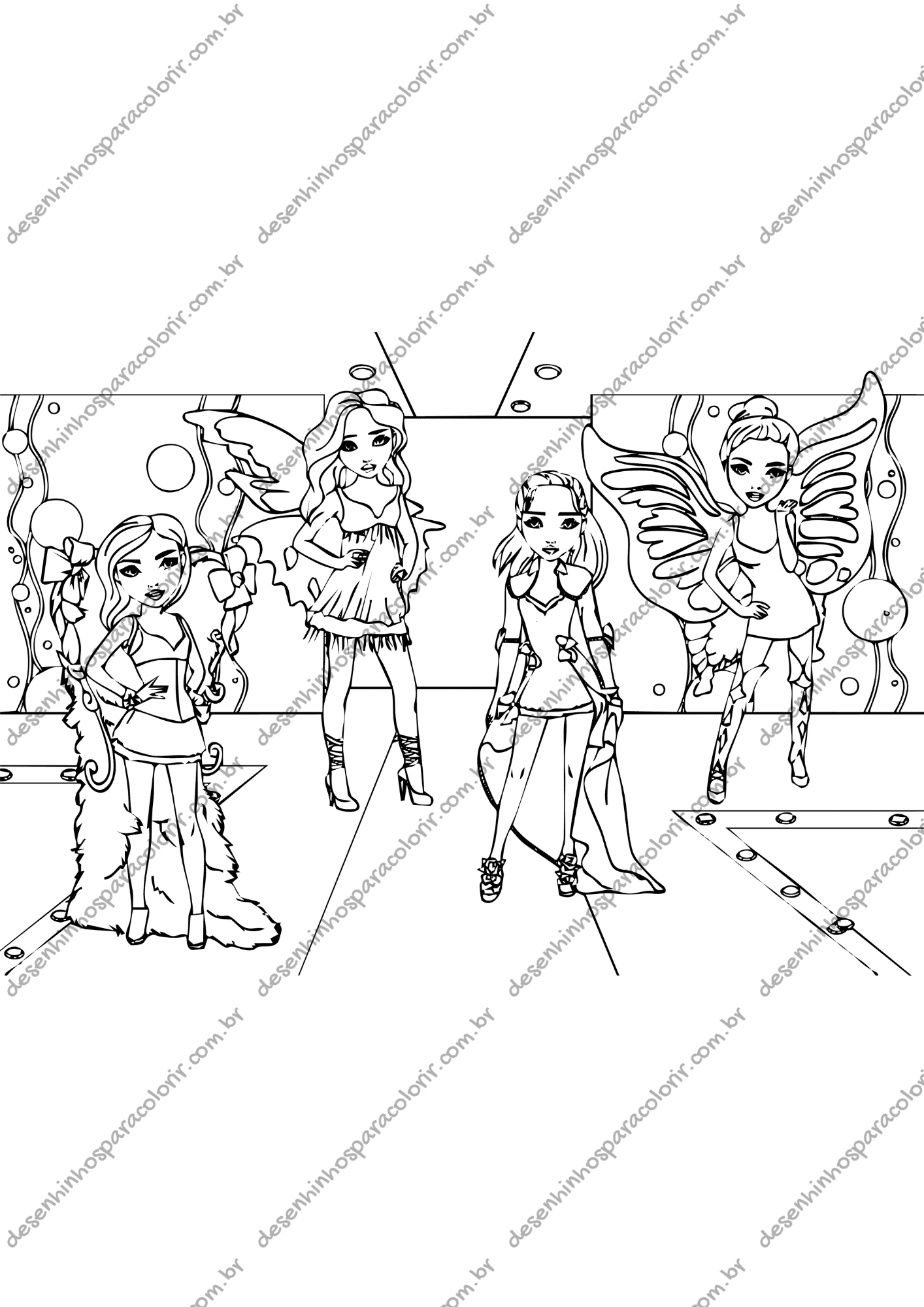 Desenho para Colorir Desfile de Moda Desenho para Colorir Desfile de Moda