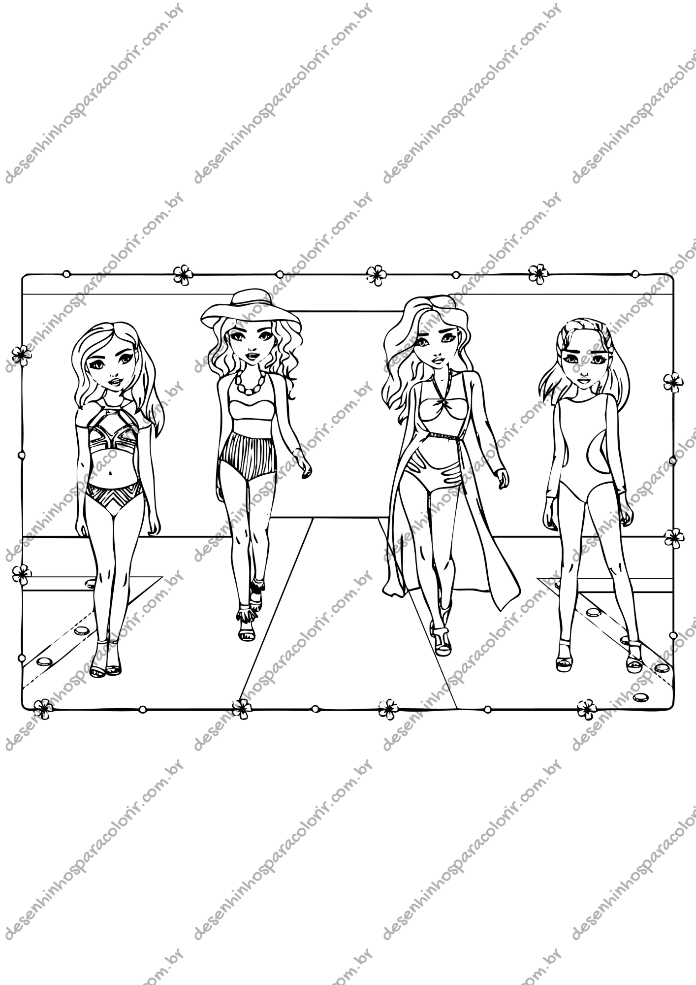 Desenho para Colorir Desfile de Moda Desenho para Colorir Desfile de Moda
