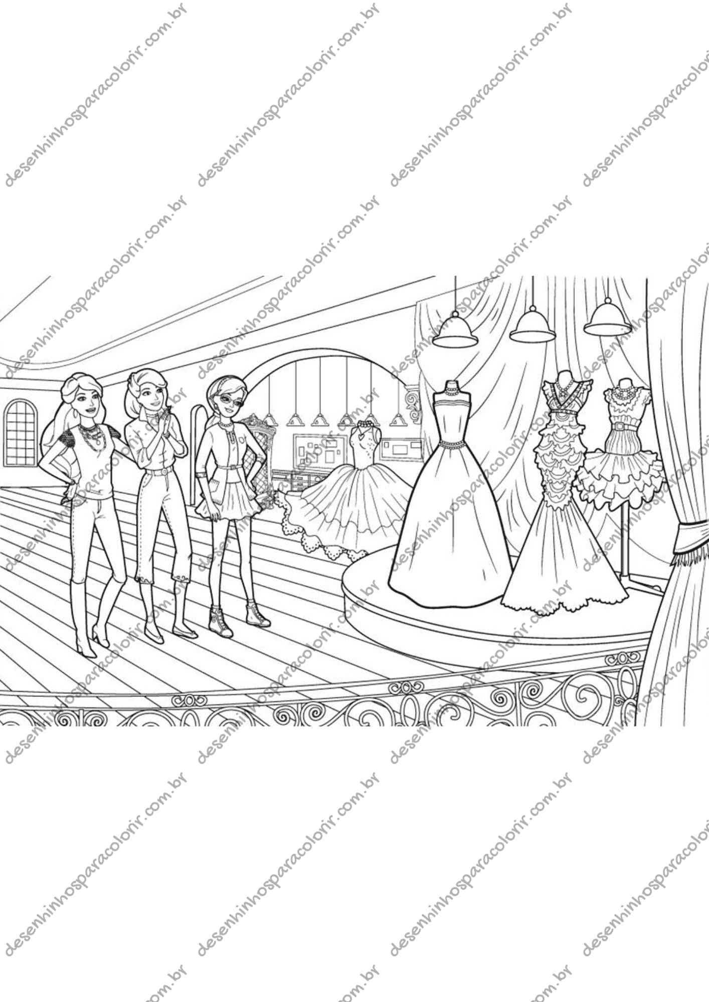 Desenho para Colorir Desfile de Moda Desenho para Colorir Desfile de Moda