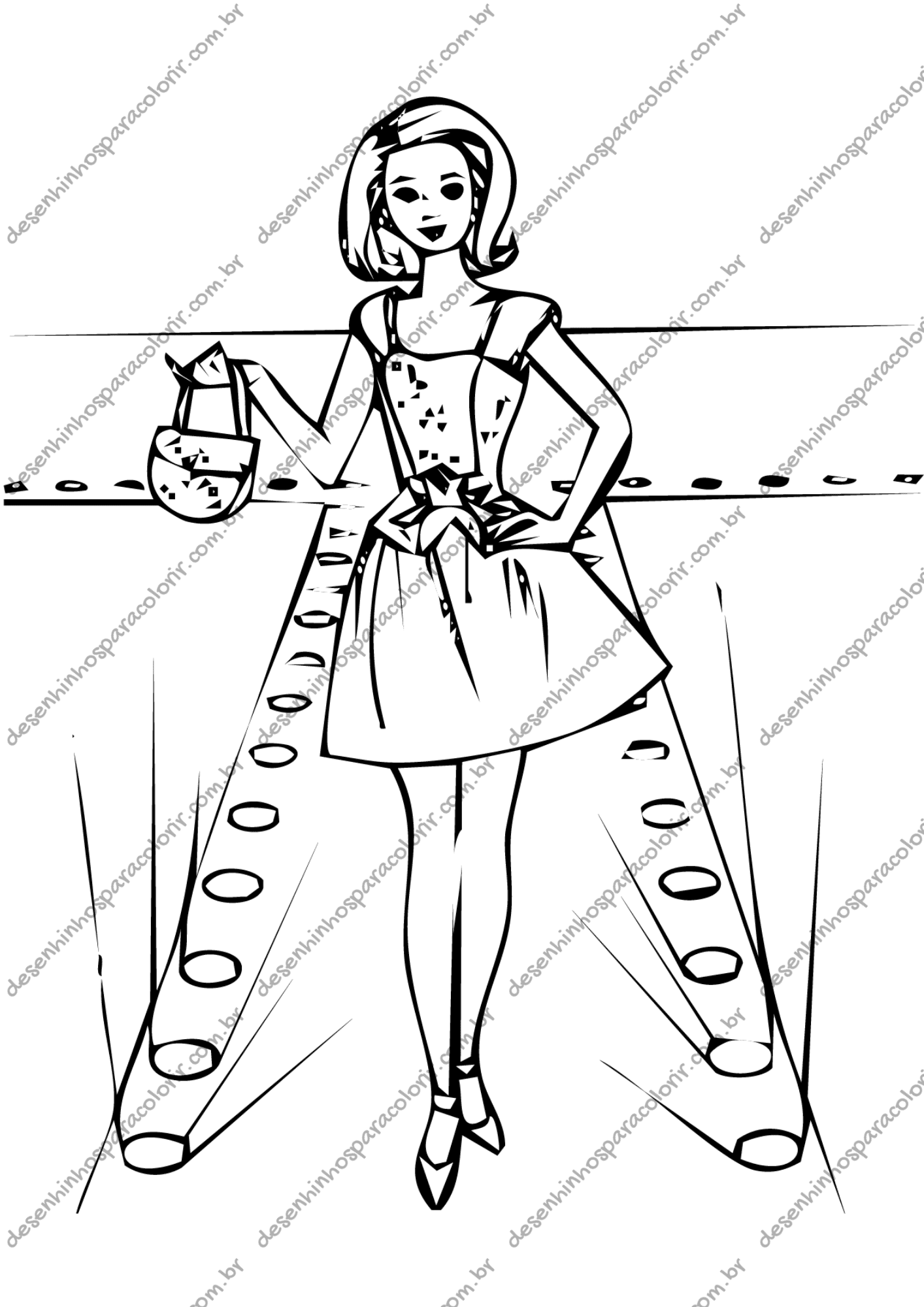 Desenho para Colorir Desfile de Moda Desenho para Colorir Desfile de Moda