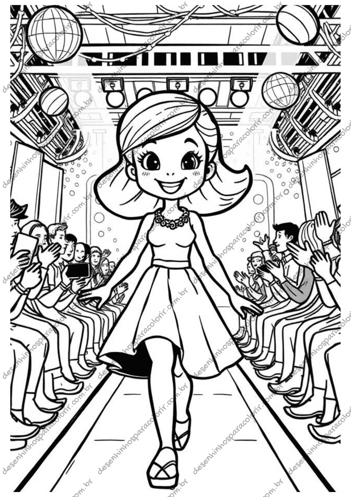 Desenho para Colorir Desfile de Moda Desenho para Colorir Desfile de Moda