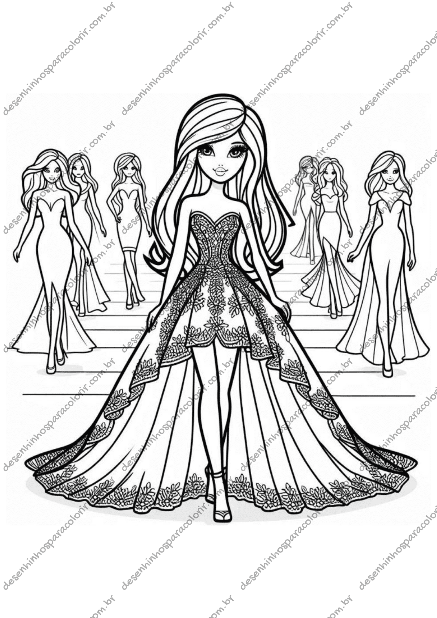 Desenho para Colorir Desfile de Moda Desenho para Colorir Desfile de Moda