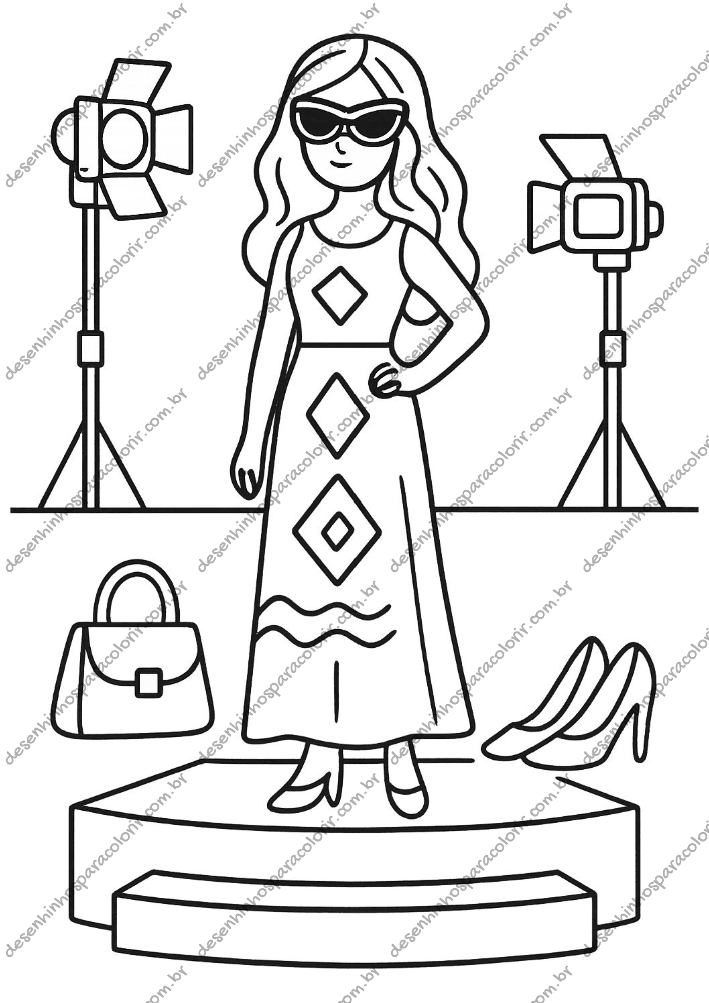 Desenho para Colorir Desfile de Moda Desenho para Colorir Desfile de Moda